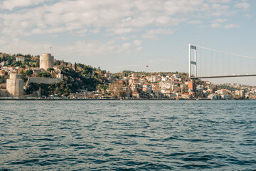 Fototapeta premium Rumeli Fortress and Bosphorus Bridge panorama