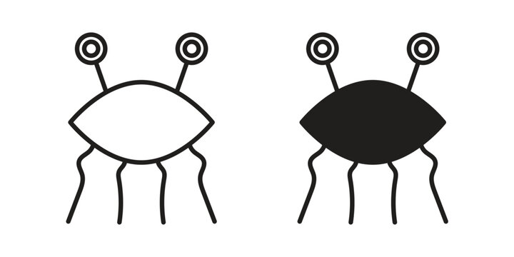 Spaghetti Monster Flying icons vector silhouette set. thin line icon pack.