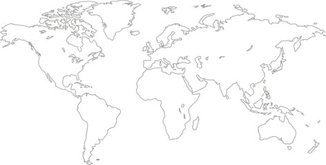 Vector illustration of a world map in simple line design © Meow