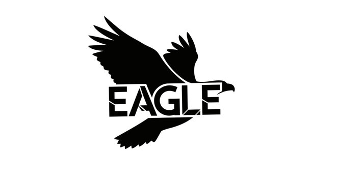Bold Eagle Silhouette with Text Logo Design.