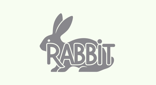 Stylized Rabbit Silhouette with RABBIT Text Inscribed.