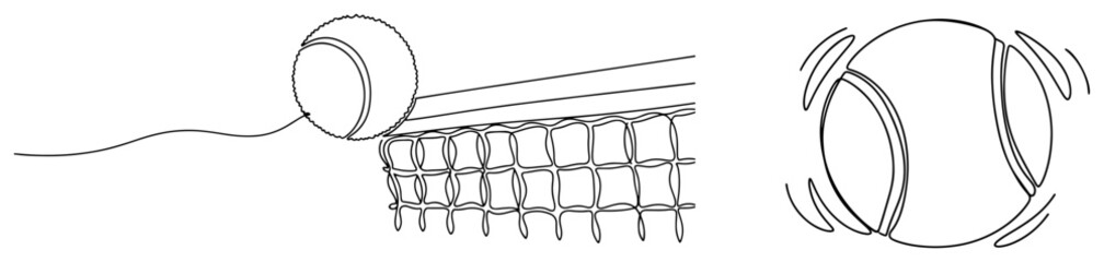 Tennis ball hitting the net and moving fast in continuous line art style © InsomniaVideo
