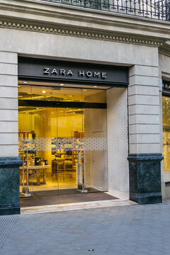 Barcelona, Spain - May 11, 2021. Logo and facade of Zara Home, a chain of the Inditex group specialized in fashion and home decoration
