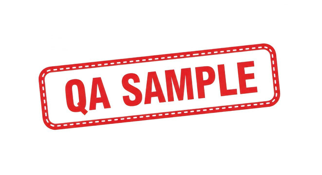 Red QA Sample rubber stamp text icon on a simple flat design isolated png
