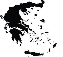 Naklejka premium Vector graphic illustration of a black silhouette map of Greece