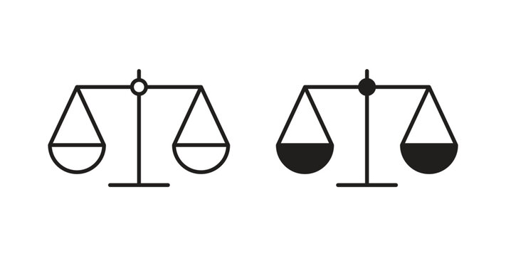 Balance scale icons linear icon. Line with Editable stroke. monochrome icon