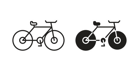 Obraz premium Biking mountain icons linear icon. Line with Editable stroke. monochrome icon