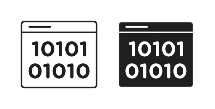 Binary code icons linear icon. Line with Editable stroke. monochrome icon