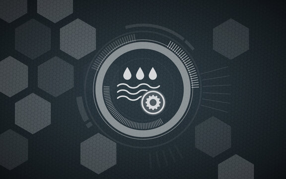 Water Management and Environmental Filtration Settings Icon Header Background with Abstract Hexagonal Pattern for Water Treatment and Ecology Services