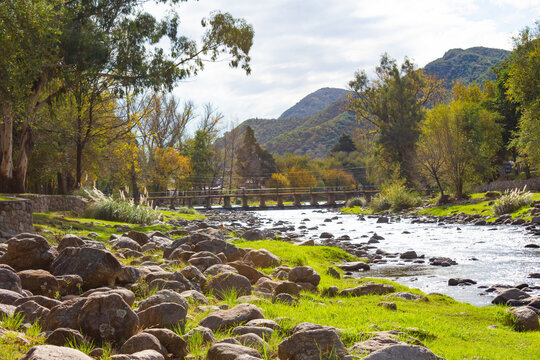 Landscape of the Santa Rosa River, in the town of Santa Rosa de Calamuchita, Cordoba, Argentina