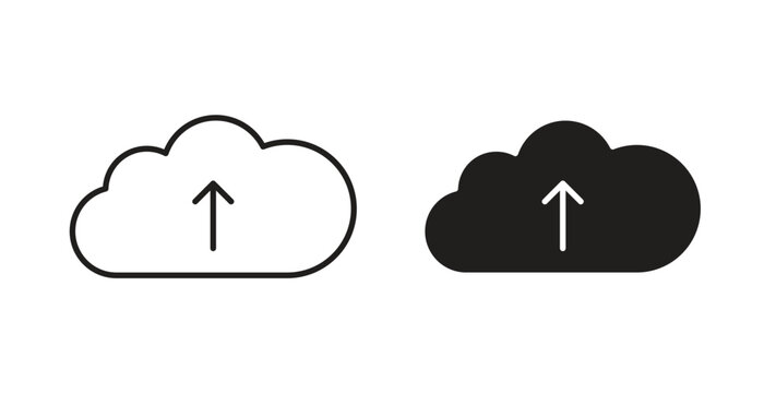 Cloud upload icons linear icon. Line with Editable stroke. monochrome icon