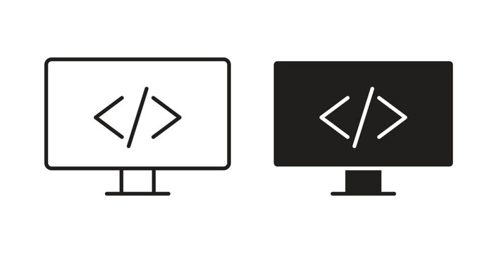 Display code icons linear icon. Line with Editable stroke. monochrome icon