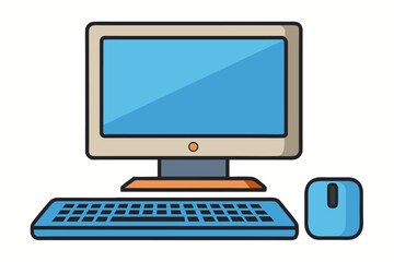 Fototapeta premium Desktop computer setup with keyboard and mouse on white background