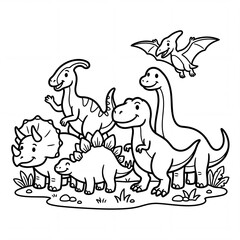 Fototapeta premium Kids coloring worksheet simple line art coloring page for children isolated on white background
