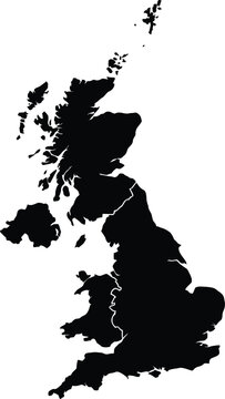 United Kingdom map illustration in black vector graphic design