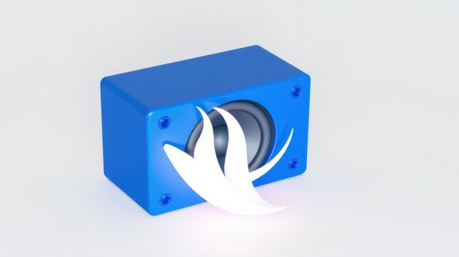 Blue cube displays swift logo. White wings emerge from circular opening. Modern design, glossy finish, simple presentation.