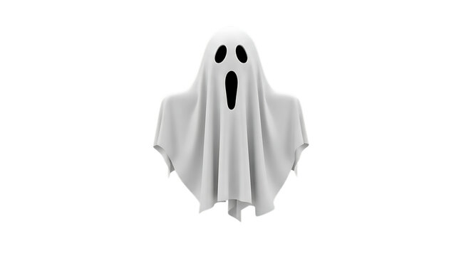 Spooky ghost figure floating with open mouth on transparent surface