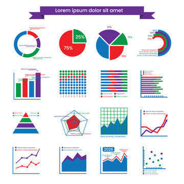 Business Infographic Elements Set with Charts, Graphs, Pie Charts and Data Visualization