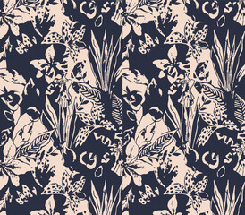 abstract an embossed blooming bright flower motif arrangement all - over textile design illustration digital image printing factory © Sketch