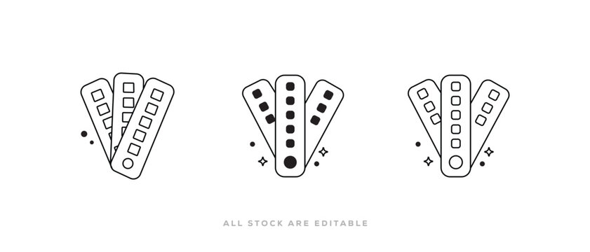 Pantone Color Swatch Icon Set Outline Vector. Graphic Design Color Guide Vector