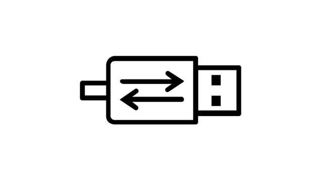 USB Flash Drive Vector Icon Illustration for Data Transfer and Storage Technology, Minimalist Flat Design Scalable Graphic for Digital Connectivity, Information Exchange, and Computer Hardware.