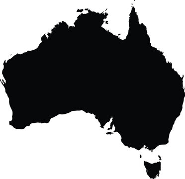 Vector graphic illustration of Australia continent map in black