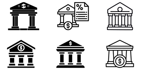 Naklejka premium Government institution building icons set isolated on transparent background