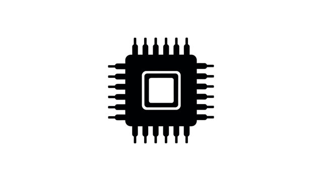 Black computer chip on white background