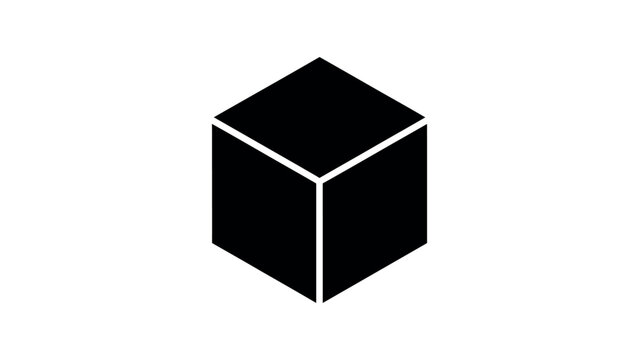 Black cube isometric perspective geometric shape