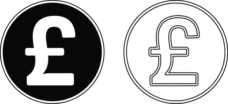 A graphic illustration showing two circular icons representing the british pound sterling symbol Vector