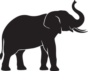 Naklejka premium Black elephant silhouette, elephant icon, animal symbol, wildlife graphic