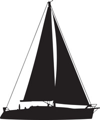 Sailing yacht, sailboat silhouette, black boat, vector icon © MF