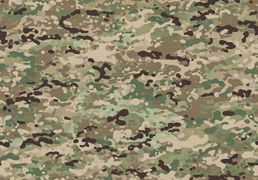 Seamless Multicam Camouflage Pattern Background - Tactical Military Army Fabric Texture