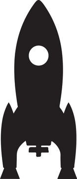 Black rocket ship, space shuttle, vector icon, launch vehicle, spacecraft