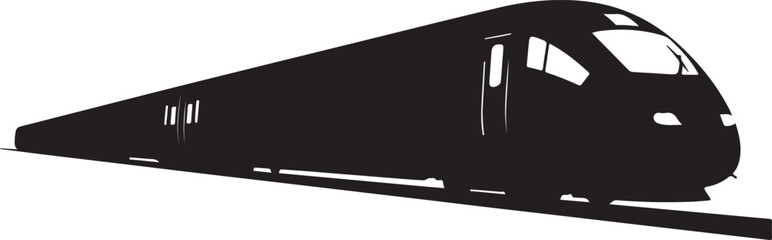 Modern train silhouette, black train icon, railway transportation symbol, vector graphic © MF