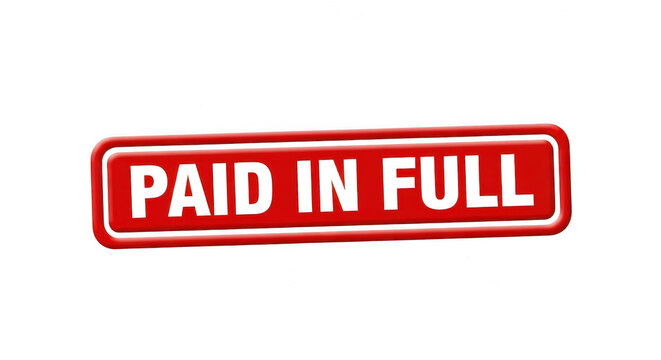 Red rubber stamp with the text Paid In Full for business finance isolated png