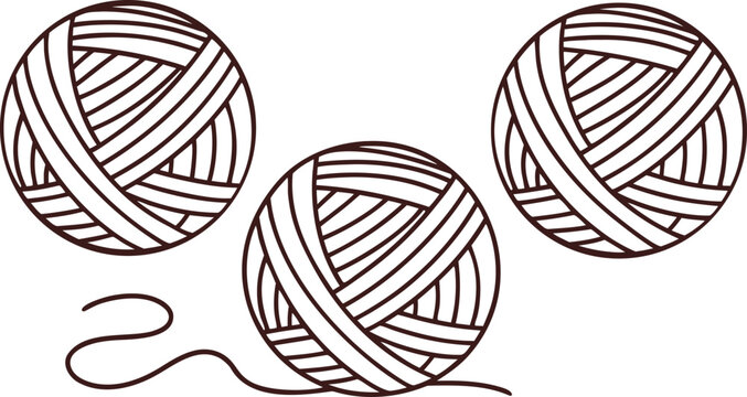 Brown doodle yarn balls with thread