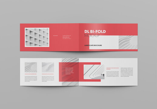 Landscape DL Bi-Fold Brochure Mockup