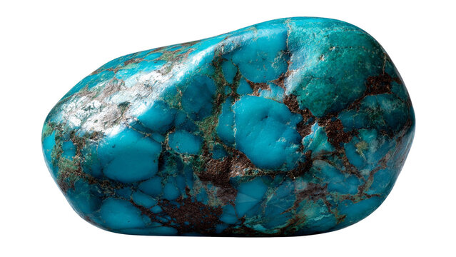 Polished turquoise gemstone with brown isolated on transparent background