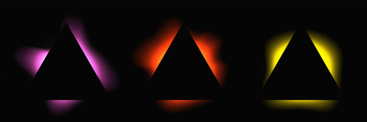Fototapeta premium Set of triangle multicolor illuminate light frames