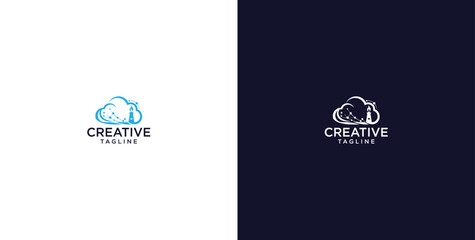 Fototapeta premium modern logo of innovative cloud software in the oil and gas sector