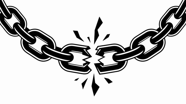 A broken chain link symbolizes freedom strength and overcoming obstacles