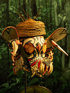 Maska w muzeum w Kuching