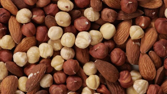 almond hazelnut nuts mix top view healthy food