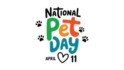 National Pet Day typography illustration with paw prints and heart animal love care companionship concept april 11 celebration modern flat vector design © Icons Queen
