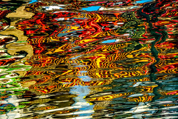 Colorful Orange Brown Water Reflection Abstract Houhai Lake Beijing China © Bill Perry