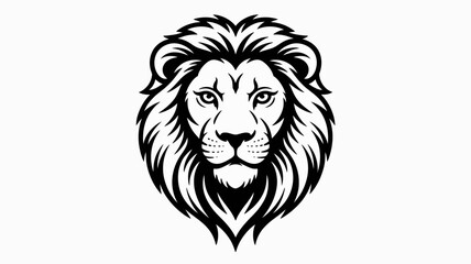 A striking black and white illustration of a majestic lion s head and mane © MdSafi