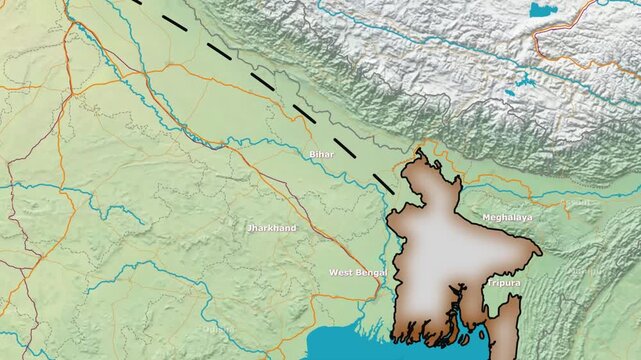 Geopolitical Map Animation Relationship and Distance Between Pakistan and Bangladesh