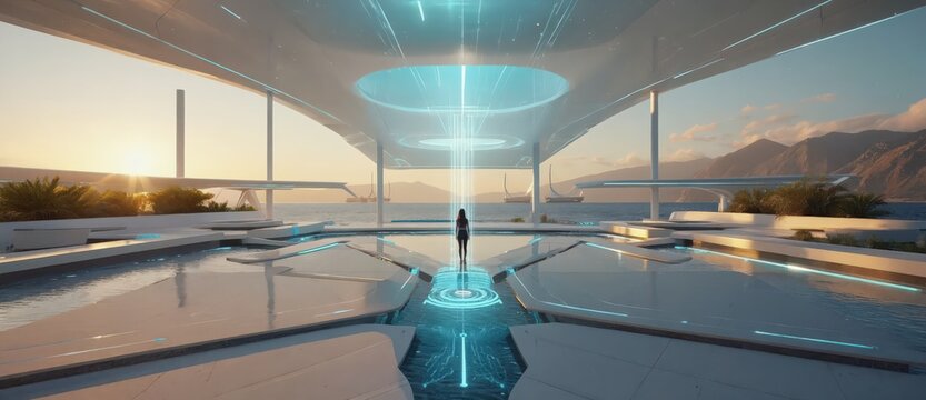 Futuristic Mediterranean Energy Coastal City &mdash; Cinematic AI Landscape

Futuristic coastal energy hub with solar integration, luminous core and minimal architecture by the sea. Ultra realistic cinemati