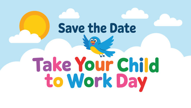 Take Your Child to Work Day illustration with kids workplace learning concept family career awareness education event save the date banner modern flat vector